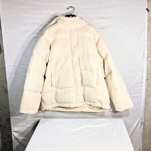 Good American NWT Women's Size 8 Faux Shearling Sherpa Heavy Puffer Coat